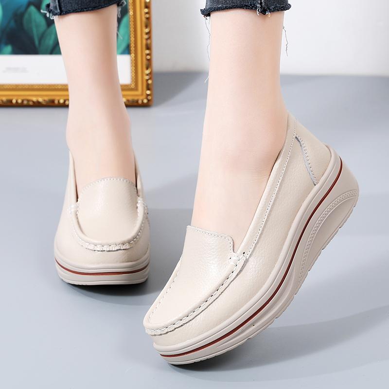 35-42 женские туфли большого размера из кожи сосновой крошки женские туфли на толстой подошве женские повседневные туфли