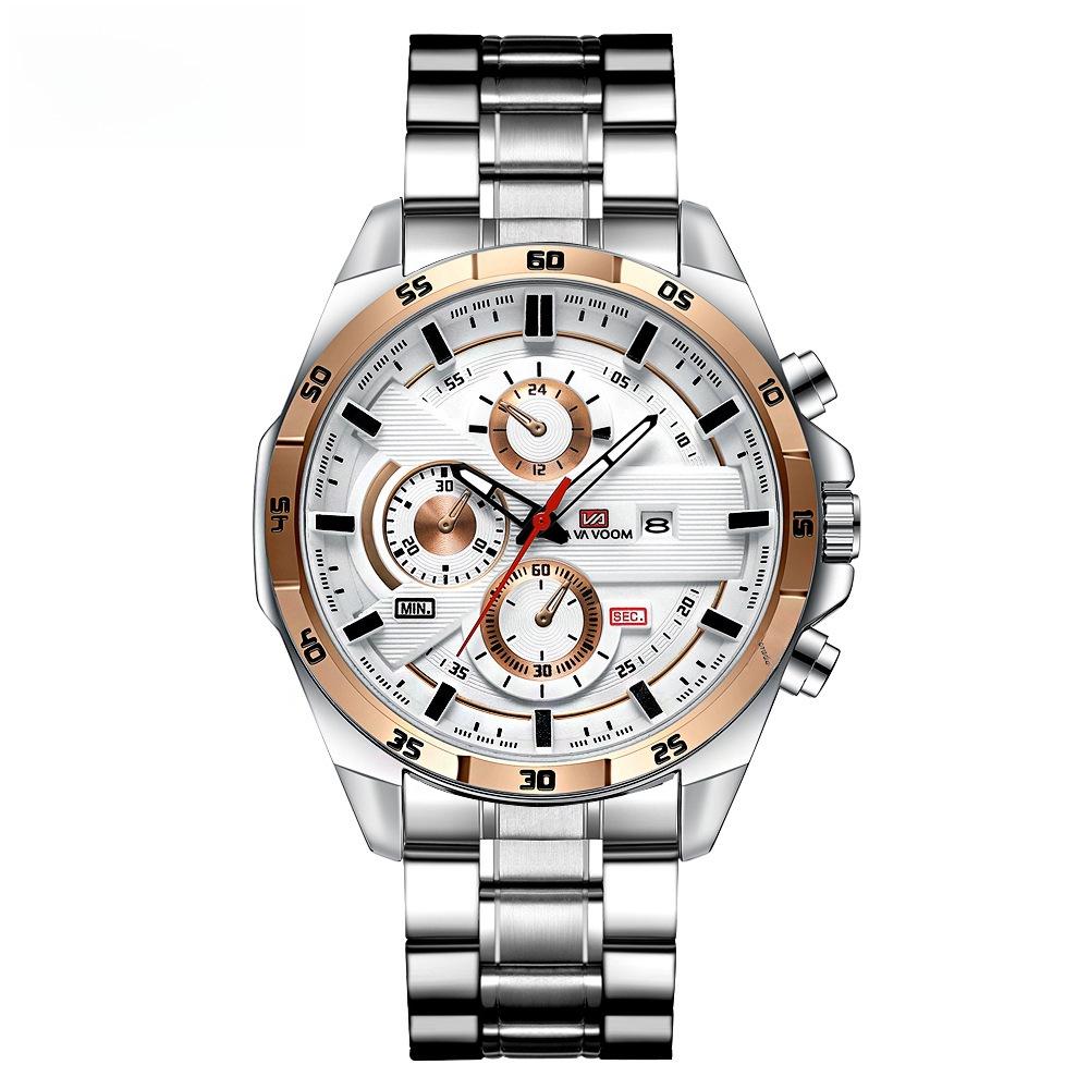 Мужские водонепроницаемые кварцевые часы для спорта на открытом воздухе с календарем и кожаным ремешком