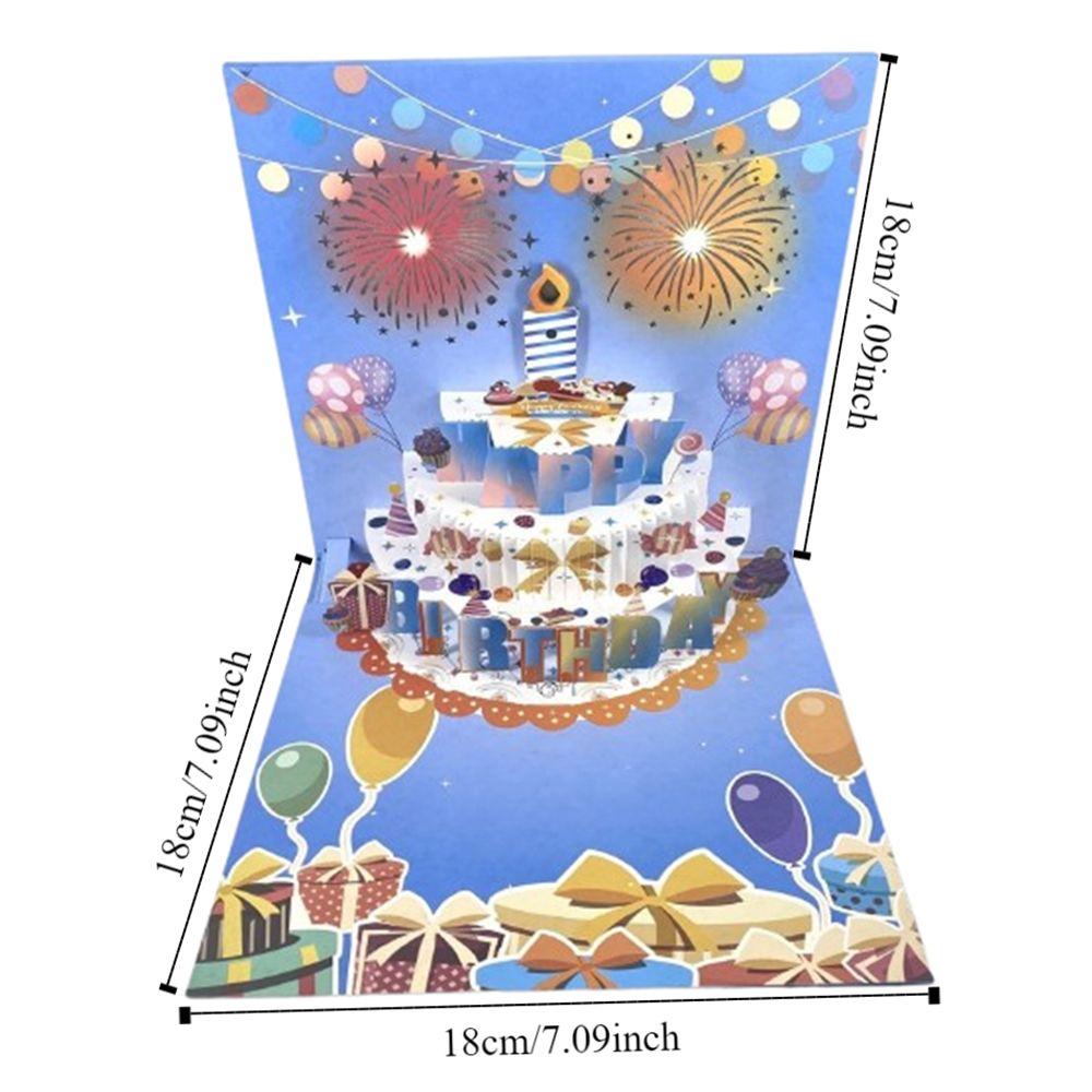 Fireworks Effect Happy Birthday Card Blowable Led Candle Birthday Cake Postcards  Mom