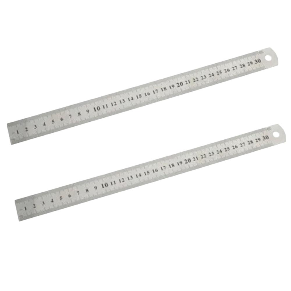 2pcs Dual Sided Scale Stainless Steel Ruler Metric & Inch Scale Metal Ruler For Drafting