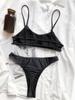 Женский однотонный сексуальный купальник из двух частей бикини-стринги с лямкой на шее