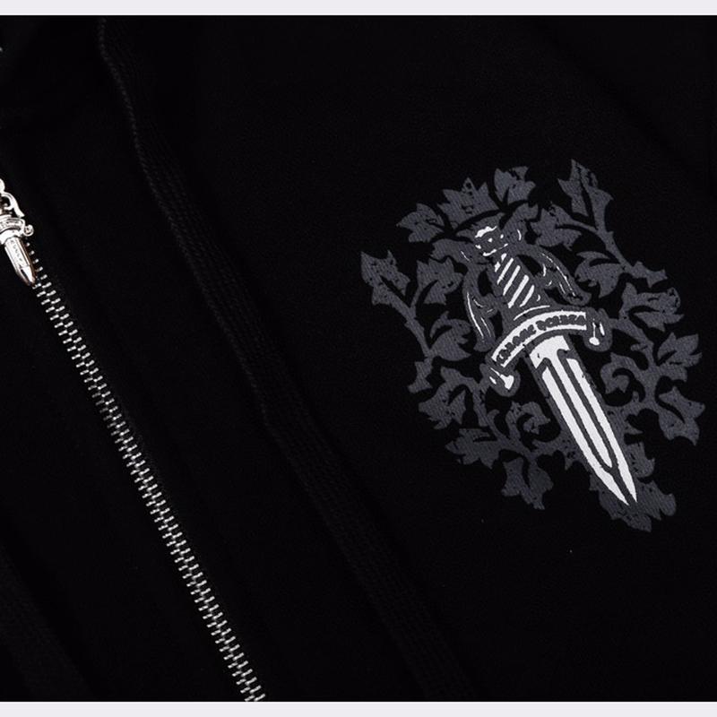 828 CHROME HEARTS Осень-Зима 2026 Новая Толстовка с Капюшоном Классического Стиля с Логотипом и Молнией Большого Размера, Подходит для Ношения Парами