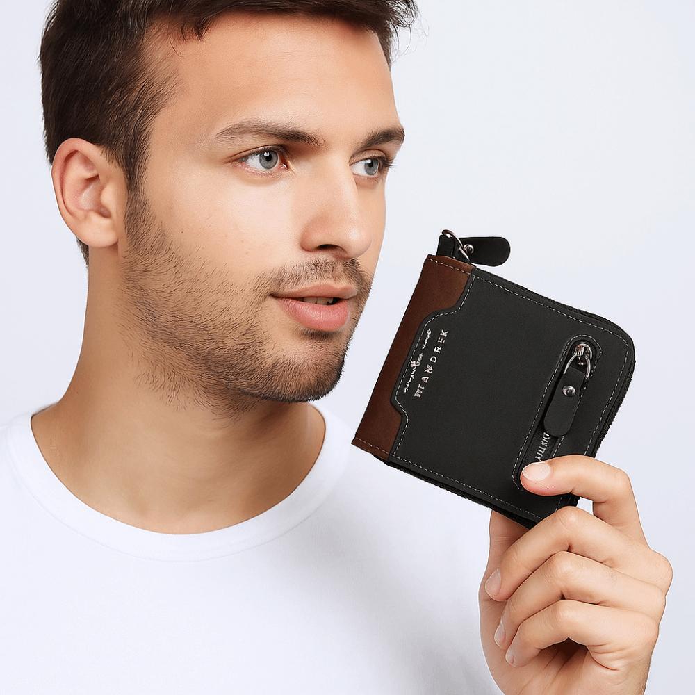 Large Capacity Men's Short Wallet Multi-position Card Holder Durable PU Leather Coin Purse Male