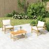 VidaXL Garden Lounge Set 3 Pcs with Cushions Cream White Bamboo 3156479