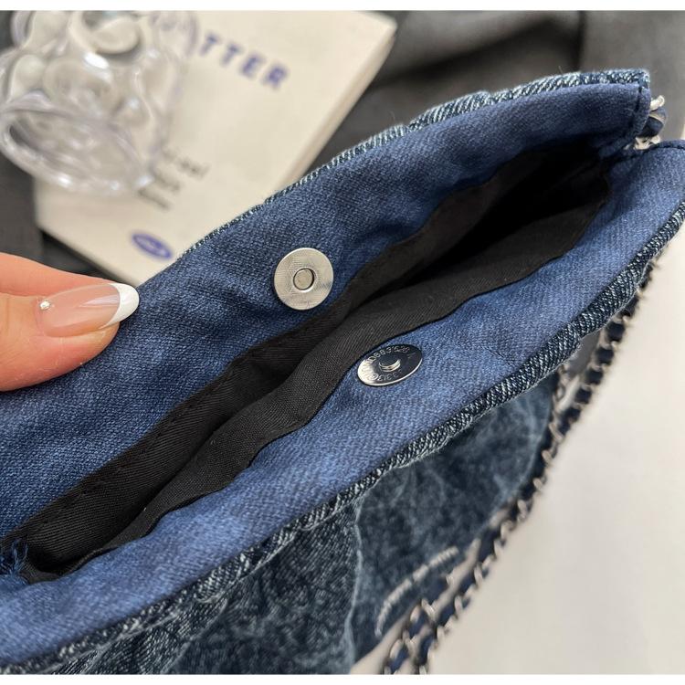 Сумка-ведро женская летняя 2024 года, популярная новая сумка-мессенджер через плечо с цепочкой, сумка-ведро из денима Ruiying, сумка под мышкой