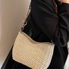 Straw Diagonal Span Bag Women's Summer Versatile Acrylic Chain Underarm Bag Seaside Vacation Retro Shoulder Bag