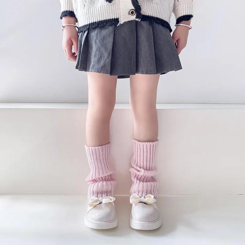 19 Стилей Конфетных Цветов Корейские Милые Детские Гетры Вязаные Чехлы для Ног Детские Девочки Однотонные Эластичные Гольфы-Трубы Осенне-Зимние