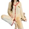 Simple puppy sweet spring ins striped shell hemming imitation cotton pajamas casual long-sleeved set