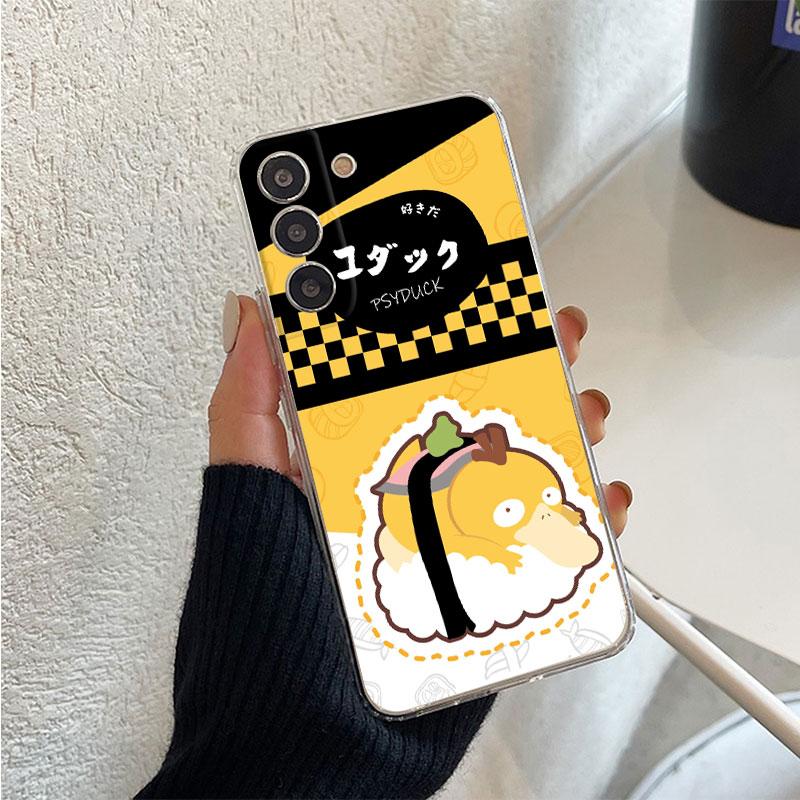 Мультяшный чехол с покемонами и суши, прозрачный, для Samsung Galaxy S22 S20 FE S21 S10 S9 Plus Note 20 Ultra 10 Lite, прозрачная телефонная накладка