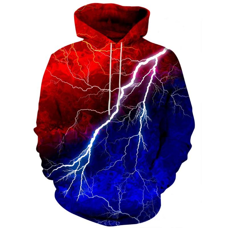 Мужская толстовка с капюшоном с принтом Lightning 3D, модные толстовки, пуловеры с длинным рукавом для мальчиков и девочек, повседневная уличная куртка с капюшоном