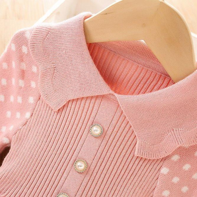 Весеннее вязаное платье с длинными рукавами для девочек, осеннее новое модное платье с бантом для девочек, рождественская одежда