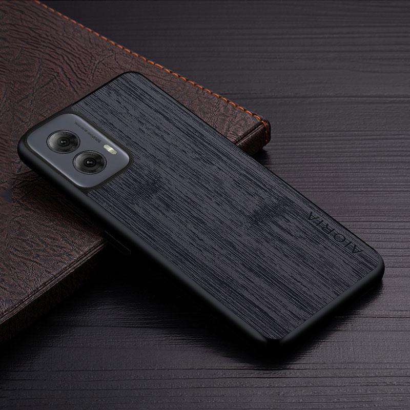 Чехол для Moto G Power Play Stylus 5G, чехол из бамбукового дерева, кожаный чехол, чехол для Motorola Moto G Power 5G 2024, чехол-капа