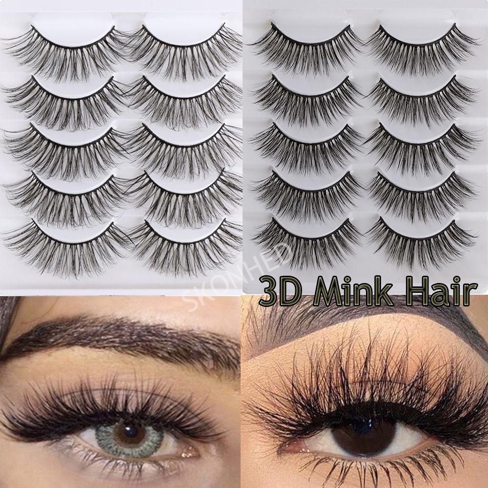 Glue Included Wispy Eye Lash Extension 3D Soft Mink Hair False Eyelashes Natural Long