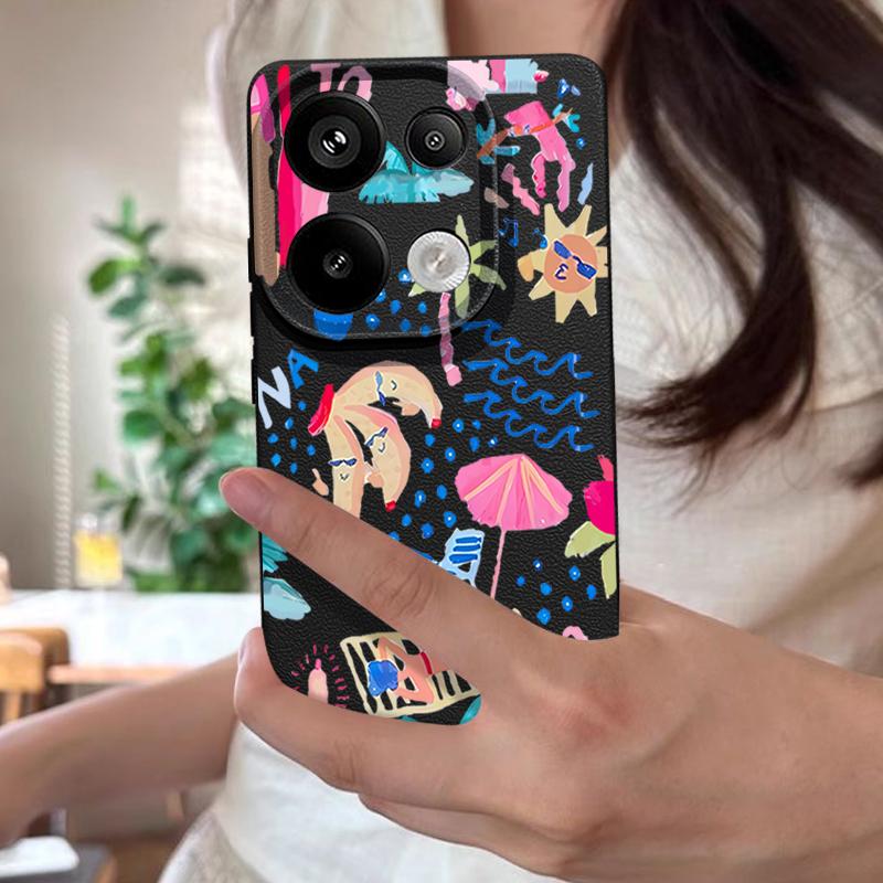 Мультяшный чехол-пенал для отпуска для Xiaomi Redmi Note 14 13 Pro 5G 4G 12 11 Чехол для Xiaomi 14T 13T 11T Pro Силиконовый чехол с текстурой кожи