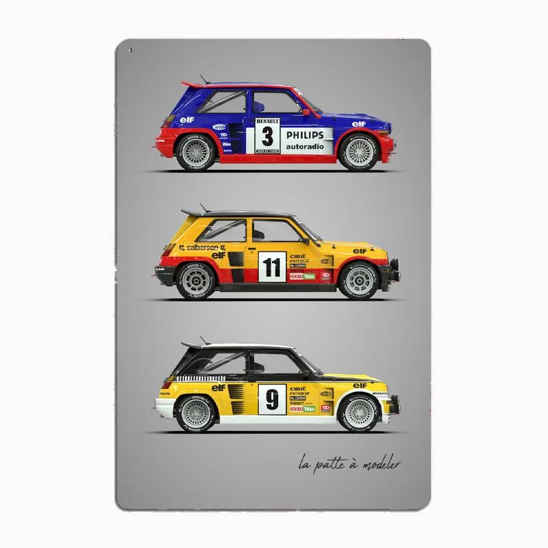 Lancia Classic Sports Quattro S1 Раллийный автомобиль Чертежи Металлическая табличка Постер Клуб Дом Спальня Бар Жестяная вывеска Декор комнаты Настенный декор