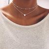 1Pcs  Necklace  Boho Silver Choker Double Chain Jewelry Women Beads Necklace