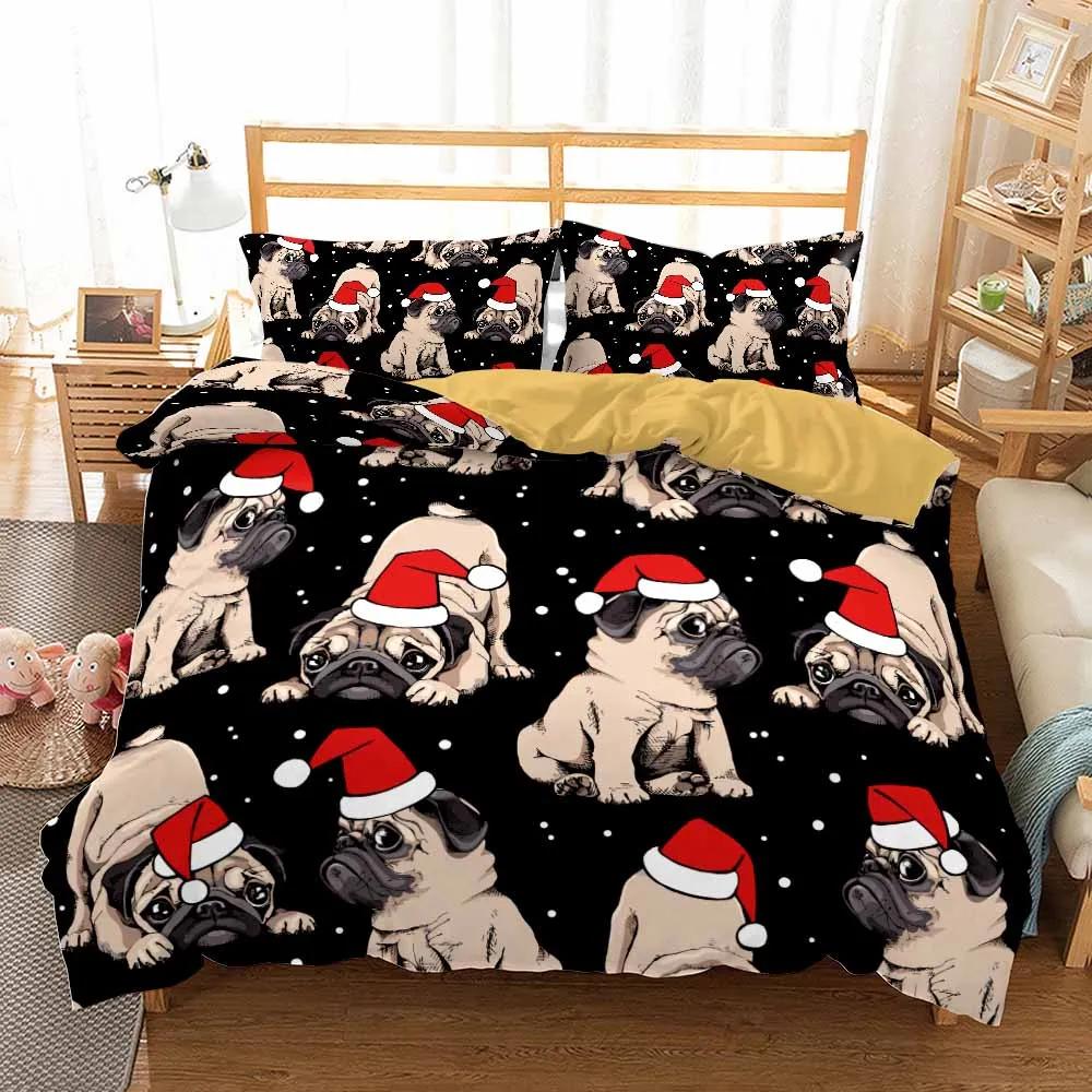 Pet Dog Duvet Cover Sets Bedclothes Bedding Set Cute Pug Single Kids Bed Sets For Girl Boy Dropshipping Home Textile Bed Linens