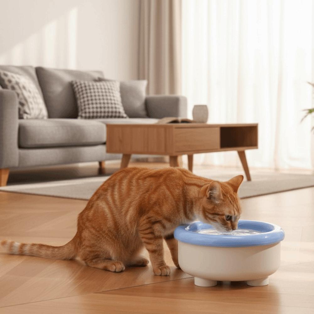 Large Capacity Pet Floating Water Bowl Spill-Proof Anti-Splash Floating Drinking Fountain Non-Slip Base Not Wet Mouth