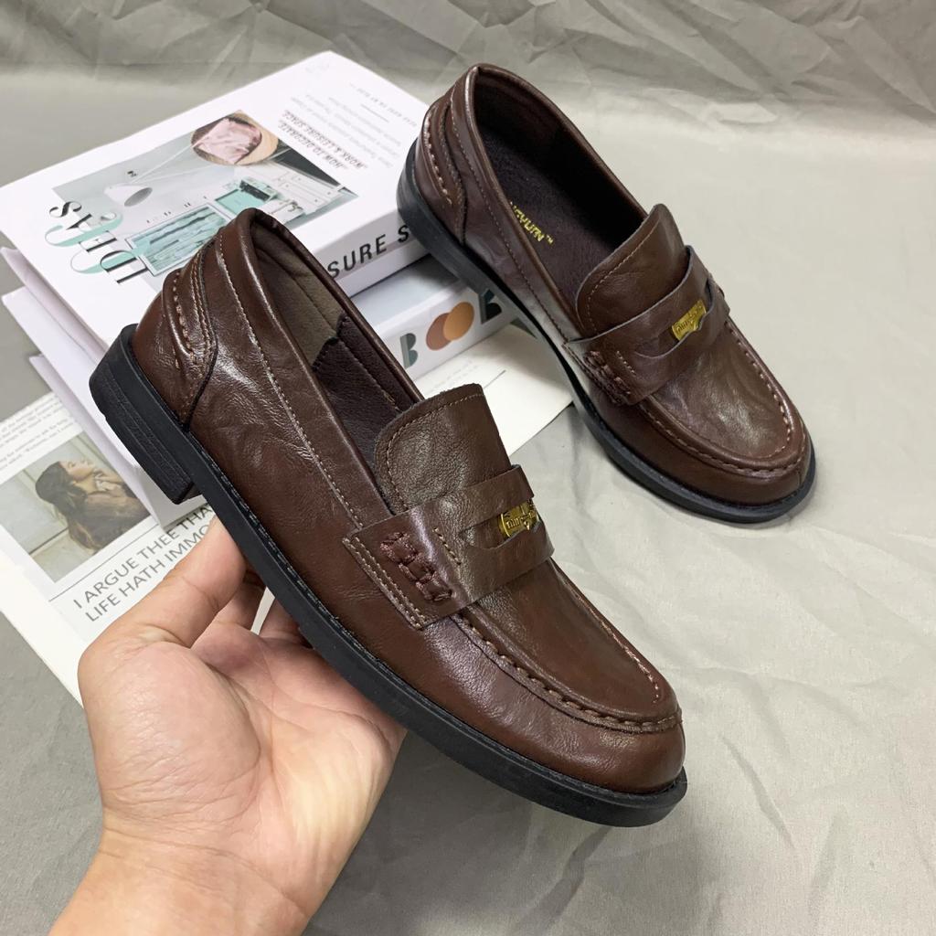 Трендовые лоферы на платформе с массивным каблуком из лошадиной кожи: Винтажный потертый цвет, универсальный и модный