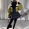 Women's 2025 Color Block Down Jacket: Short, Slimming, White Duck Down Coat for Winter