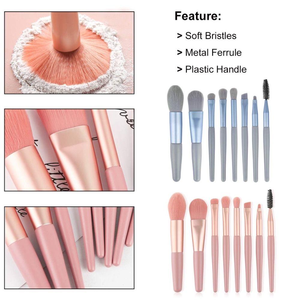 Набор из 8 инструментов для макияжа с сумкой, мягкая щетина, кисть для теней для век, кисти для макияжа, макияж для начинающих