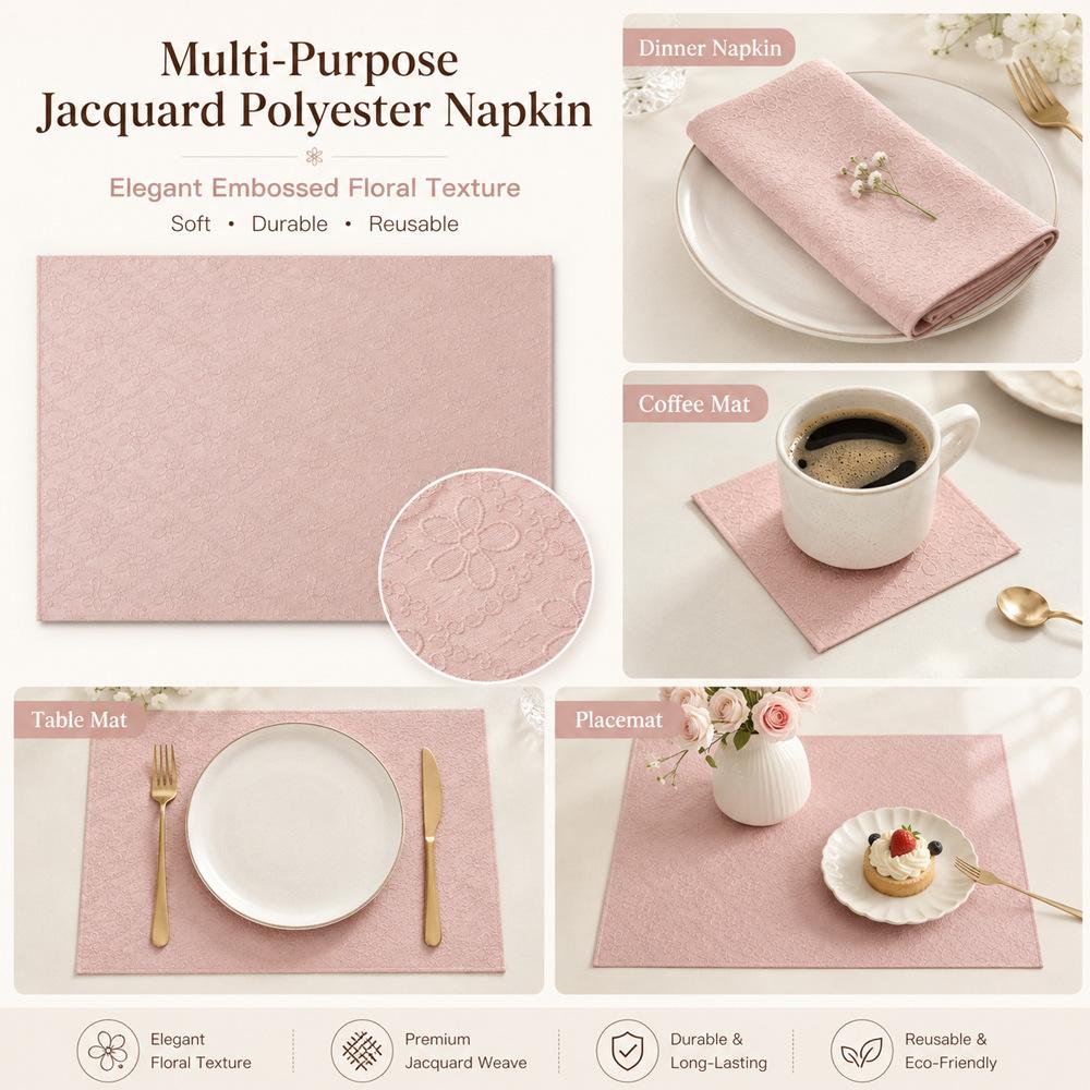 Embossed flower jacquard fabric napkin reusable dining table decorative napkin household wedding banquet restaurant napkin