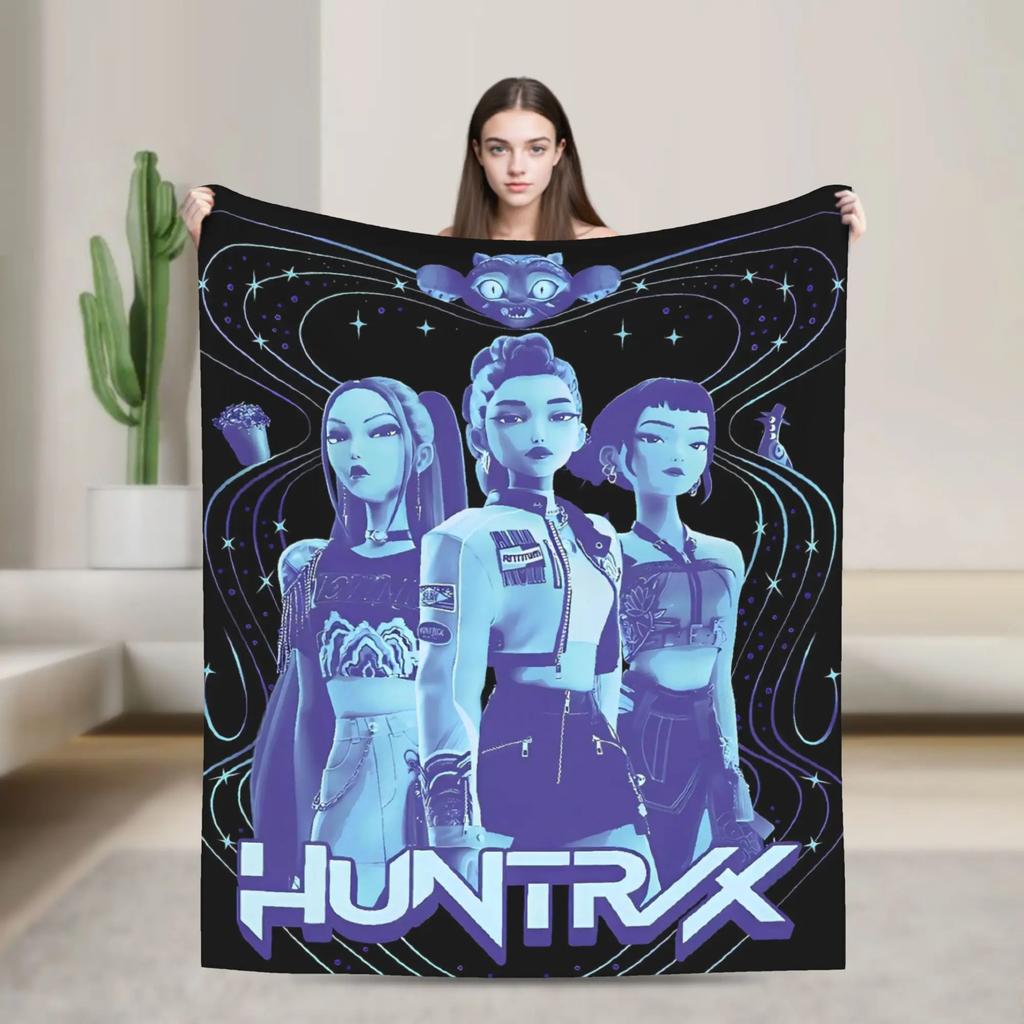 Super Soft Decorative Throw Blanket KPop Demon Hunters Anime Flannel Bedspread for Couch Bed Sofa Cover
