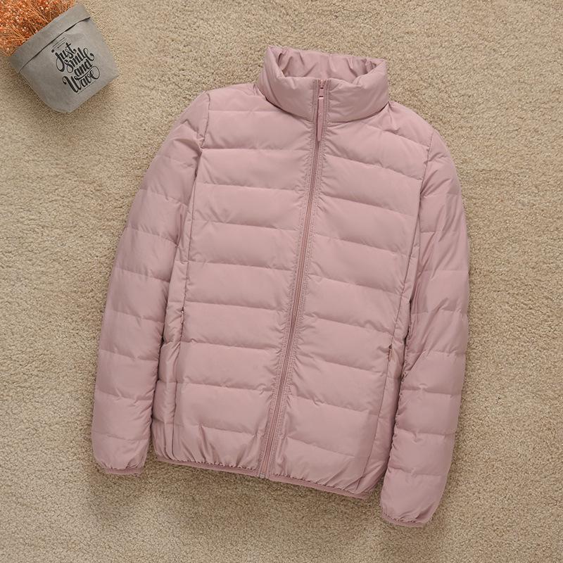 Seamless one-piece woven light and thin down jacket women's short stand-up collar lightweight large size outdoor sports autumn and winter jacket wint