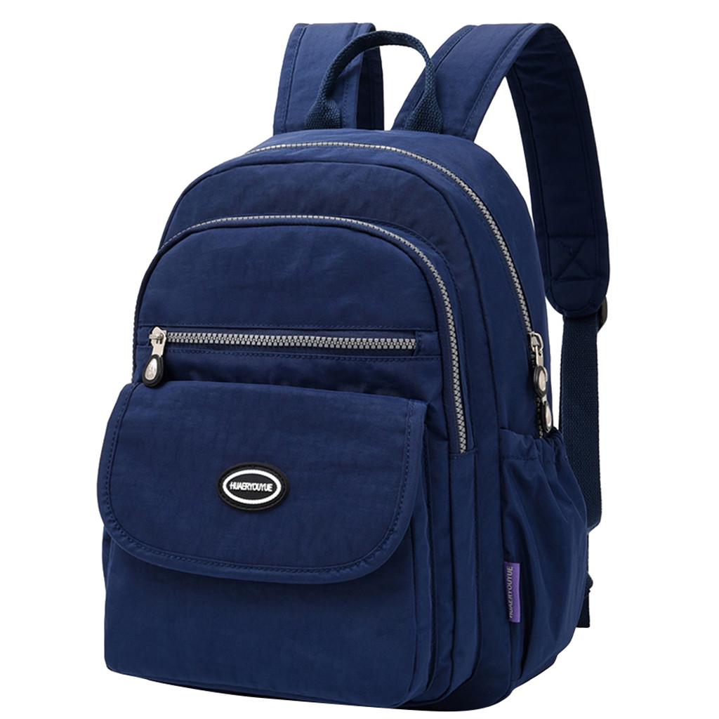 Женские модные однотонные портативные студенческие рюкзаки на молнии большой емкости
