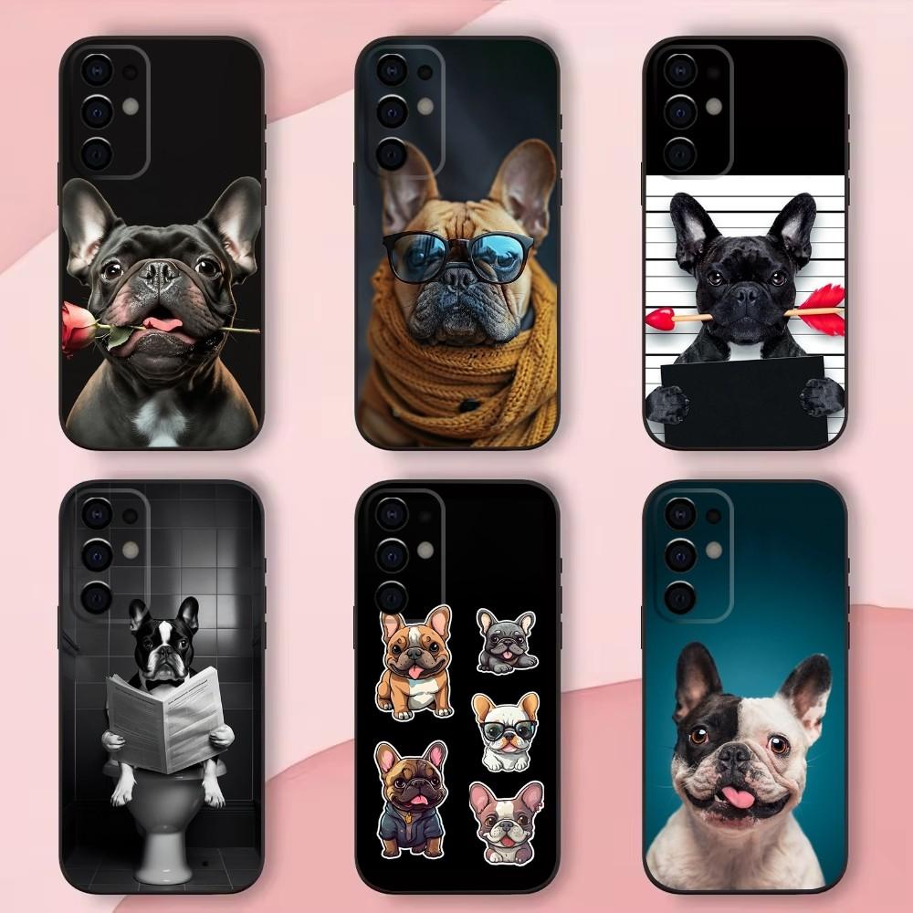 French Bulldog Dog Pet Phone Case For Samsung S24,S21,S22,S23,S30,Ultra,S20,Plus,Fe,Lite,Note,10,9,5G Black Soft Shell