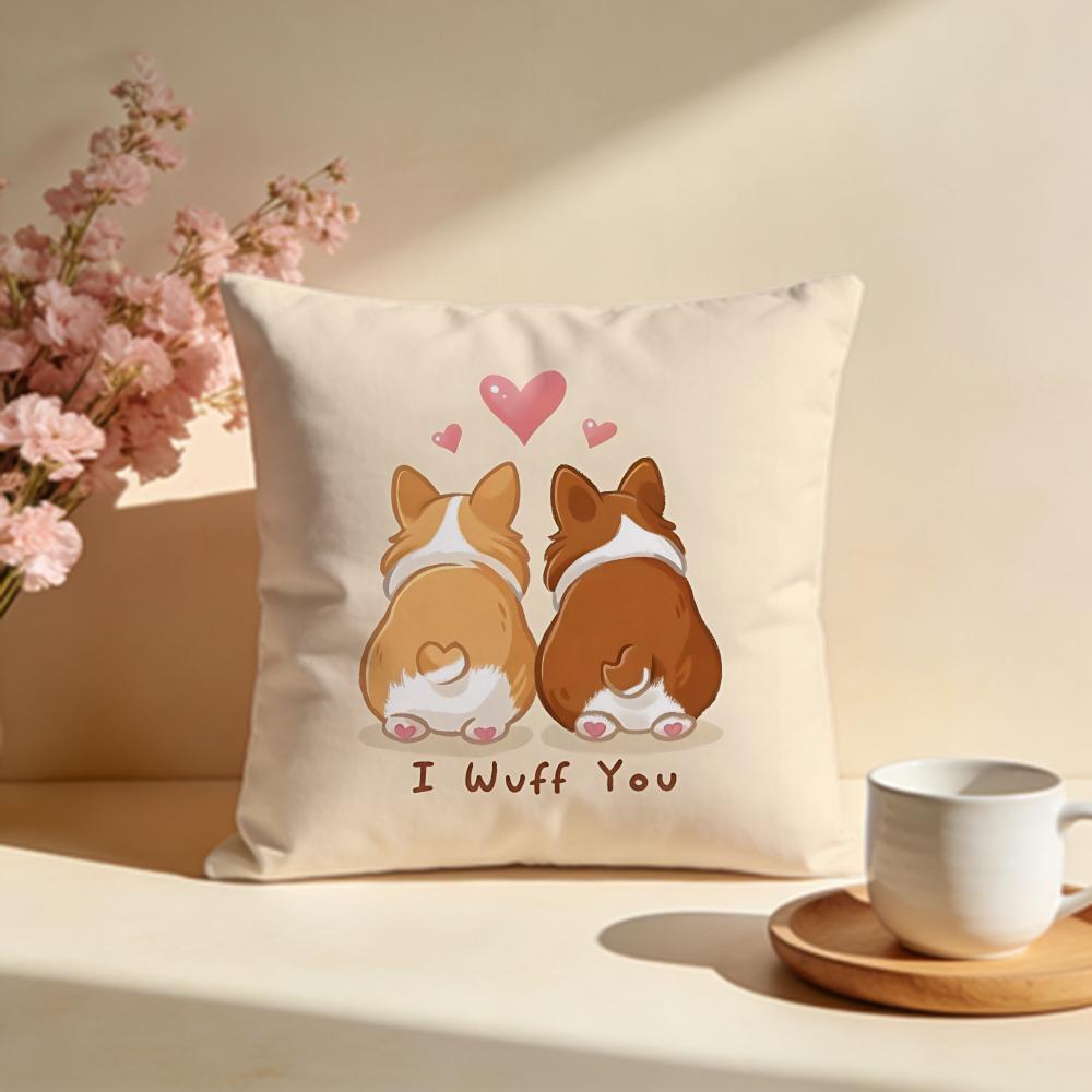 Bouncy Corgi Cushion Cover Soft Pillow Cases for Home Bedroom Living Room Sofa
