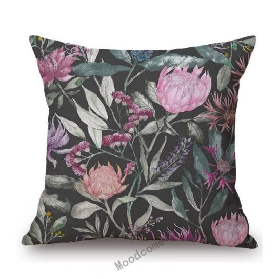 Home Decoration Flower Floral Oil Painting Sofa Throw Pillow Case Cotton Linen Bench Chair Seat Cushion Cover
