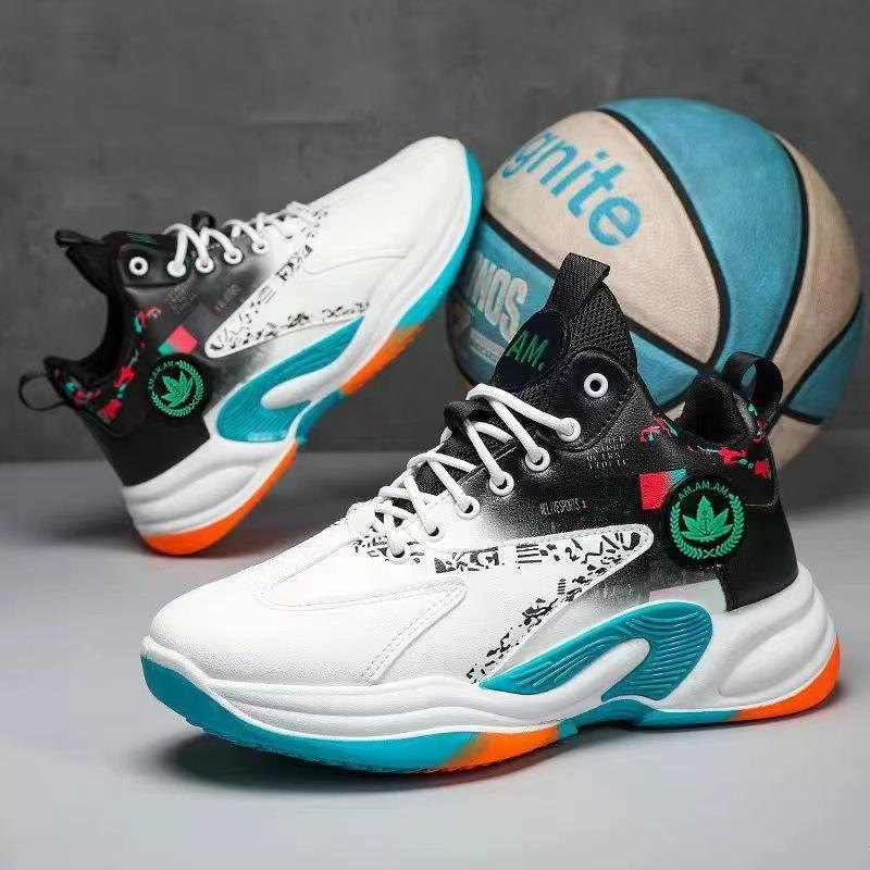 2025 Кожаные баскетбольные кроссовки с высоким верхом: Дышащая, всесезонная спортивная обувь для подростков и мужчин