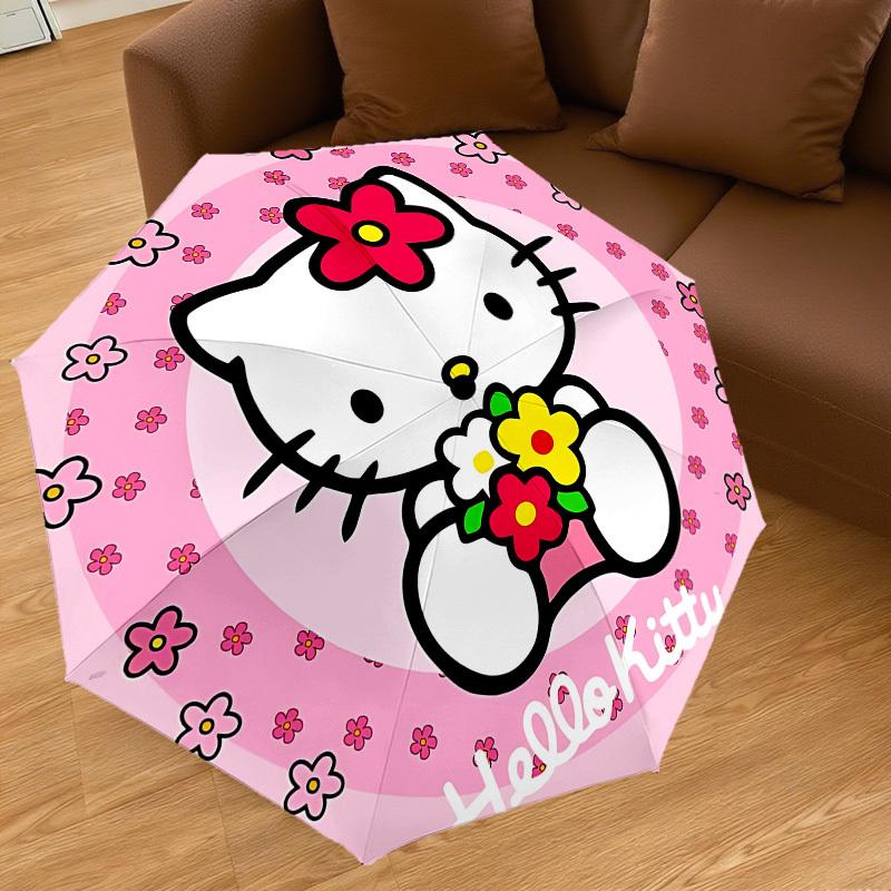 1PC Hello Kitty Umbrella-8-Rib Reinforced, Automatic Open, Lightweight & Durable, Cute Fashion Accessory for Outdoor, Beach, or Casual Use, Beach Umbr