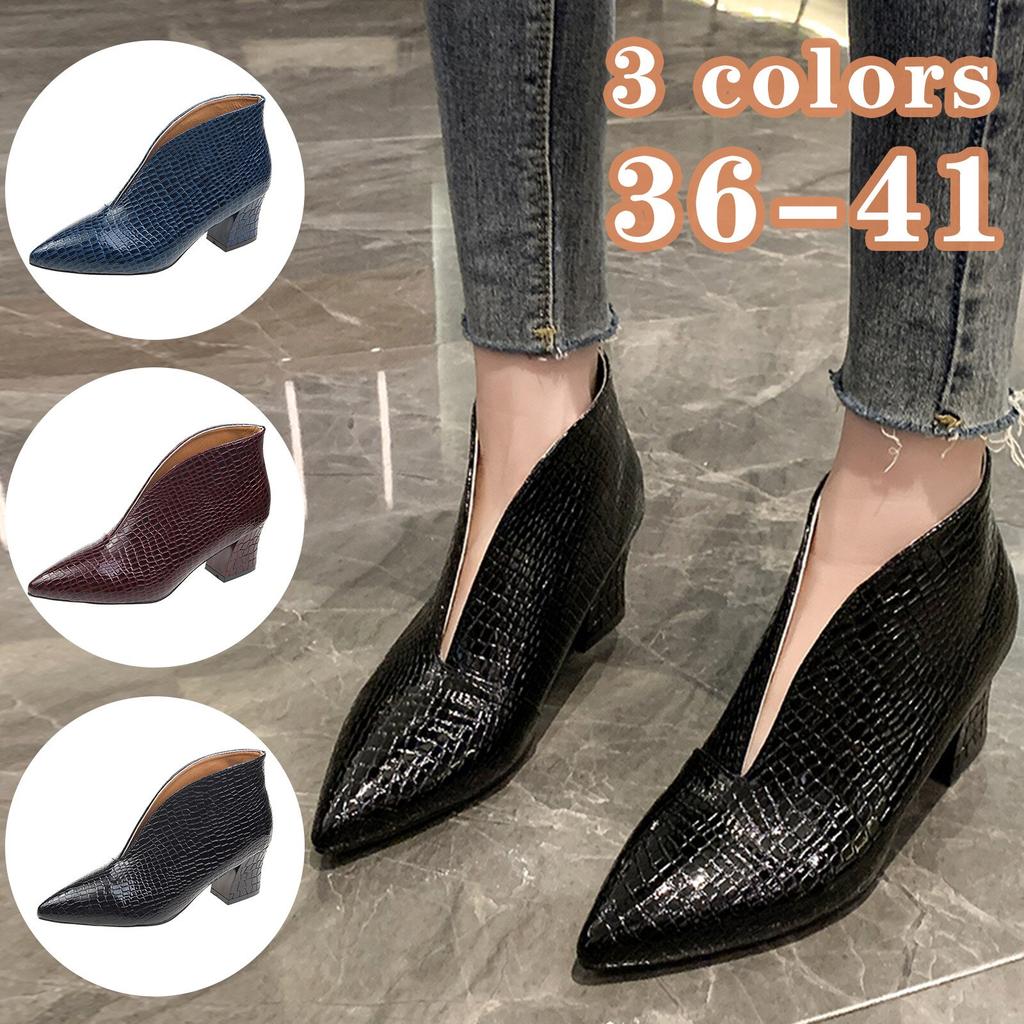 Модные ботинки челси, женские осенние короткие сапоги со змеиным узором, ботинки на толстом каблуке с острым вырезом и V-образным вырезом