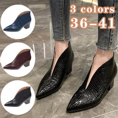 Модные ботинки челси, женские осенние короткие сапоги со змеиным узором, ботинки на толстом каблуке с острым вырезом и V-образным вырезом