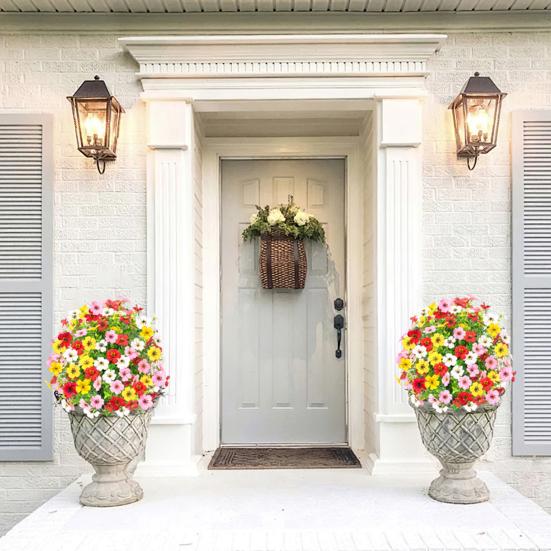 Искусственный фиолетовый топиарный шар, устойчивый к ультрафиолетовому излучению, фиолетовые цветы, искусственные вечнозеленые растения, цветы, кисть с шипом для земли для наружного внутреннего садового декора