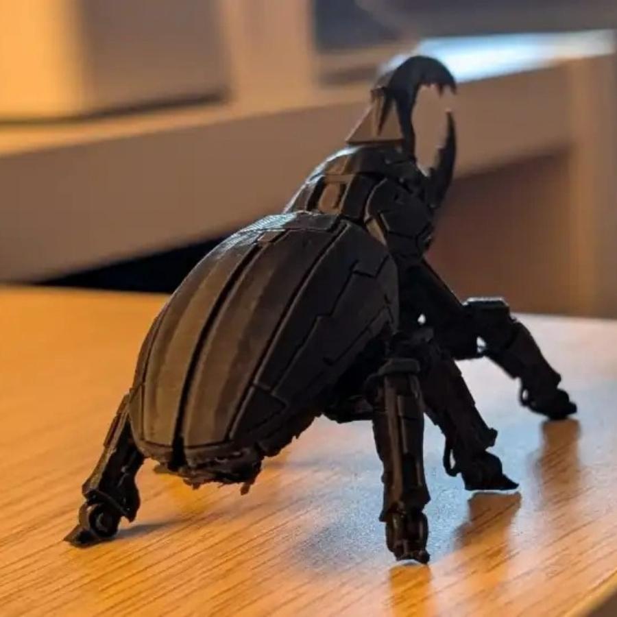 3D Printed Mechanical Hercules Beetle Model - Cyberpunk Style Robot Insect Figurine for Desk Decor & Collectible Gift