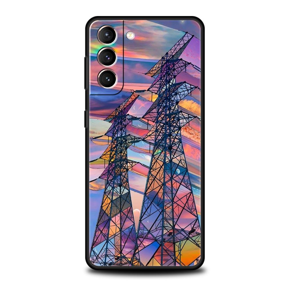 Cute Art Pretty Indie Hot Pink Phone Case For Samsung Galaxy S24 S23 Ultra S22 S21 S20 FE 5G S10 S10E S9 Plus S8 Black Cover