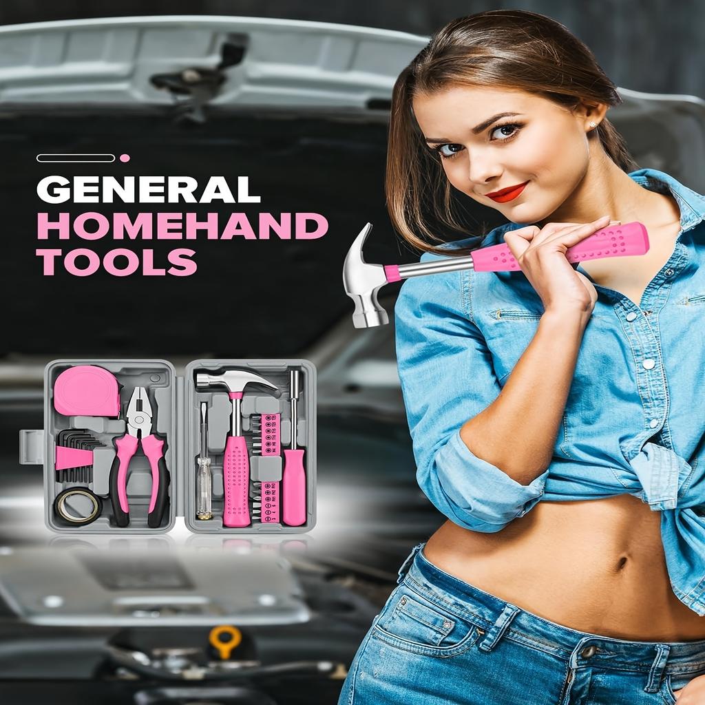 Ladies Only 24 Piece Set, Tool Set. Advanced Tool Kits, Model Making, Including Hammers, Gauges, Screwdrivers and More Designed for Women