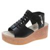 Новые модные сандалии на покатом каблуке женские с открытым носком на металлической молнии классные женские туфли на танкетке