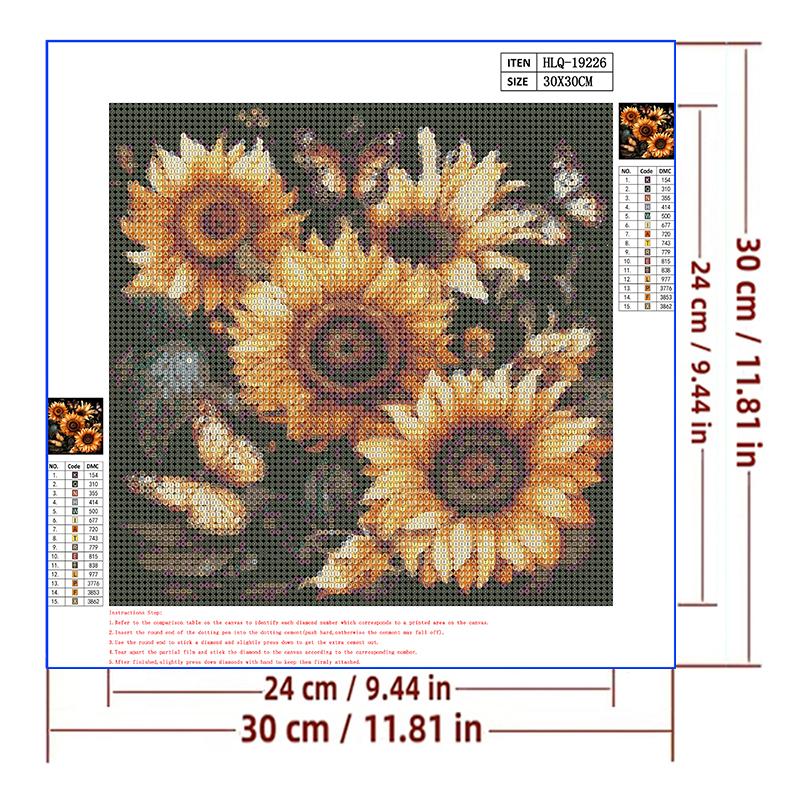 5d DIY Алмазная картина Вышивка крестом Подсолнухи Цветы Алмазная вышивка Мозаика Полная круглая дрель Домашний декор Искусство