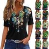 Women's T Shirt Tee Print Button Short Sleeve Daily Weekend Fashion Basic V- Neck Regular Top St. Patrick's Day