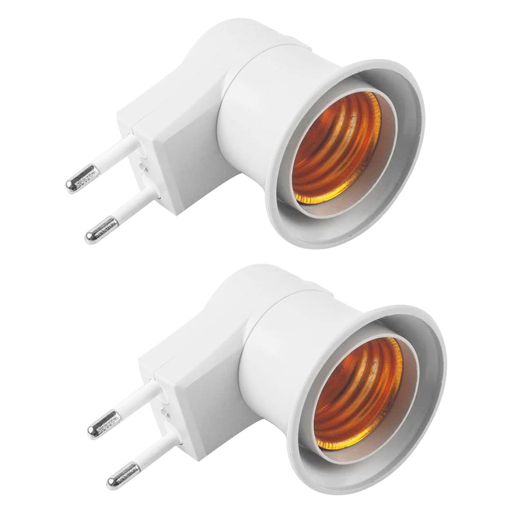 2PCS EU Plug To E27 Adapter LEDs Light B-ulb Converter Socket Holder with ON/OFF Button Switch
