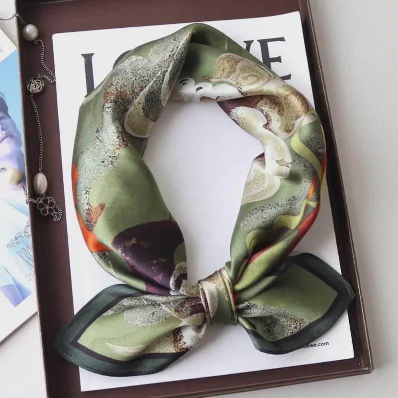 Dunhuang Feitian Xiangyun Mulberry Silk Satin Scarf - National Style, 70cm Square for Women