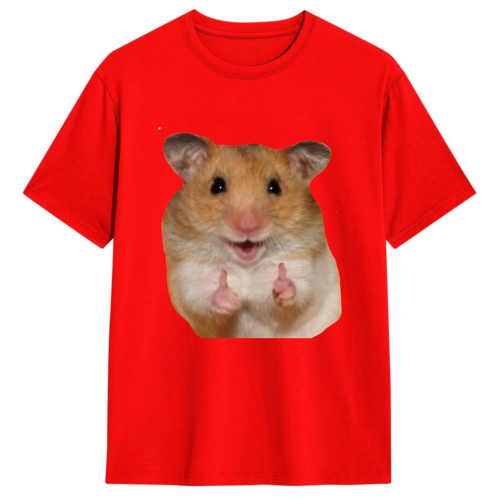 Cute Hamster MeMe T Shirts for Unisex Cotton Funny TShirt Crewneck Tee Shirt Short Sleeve Tops New Arrival