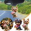 Car Pendant 2D Puppy with Flower Christmas Tree Hanging Pendant Lightweight Rearview Mirror Window Bag Decoration Charm Key Chain Pendant