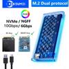 Корпус SSD M.2 NVME NGFF SATA с двойным протоколом, RGB-подсветка, 10 Гбит/с, корпус для PCIe SSD, USB3.2 Gen 2 Type-C, прозрачный корпус для жесткого диска