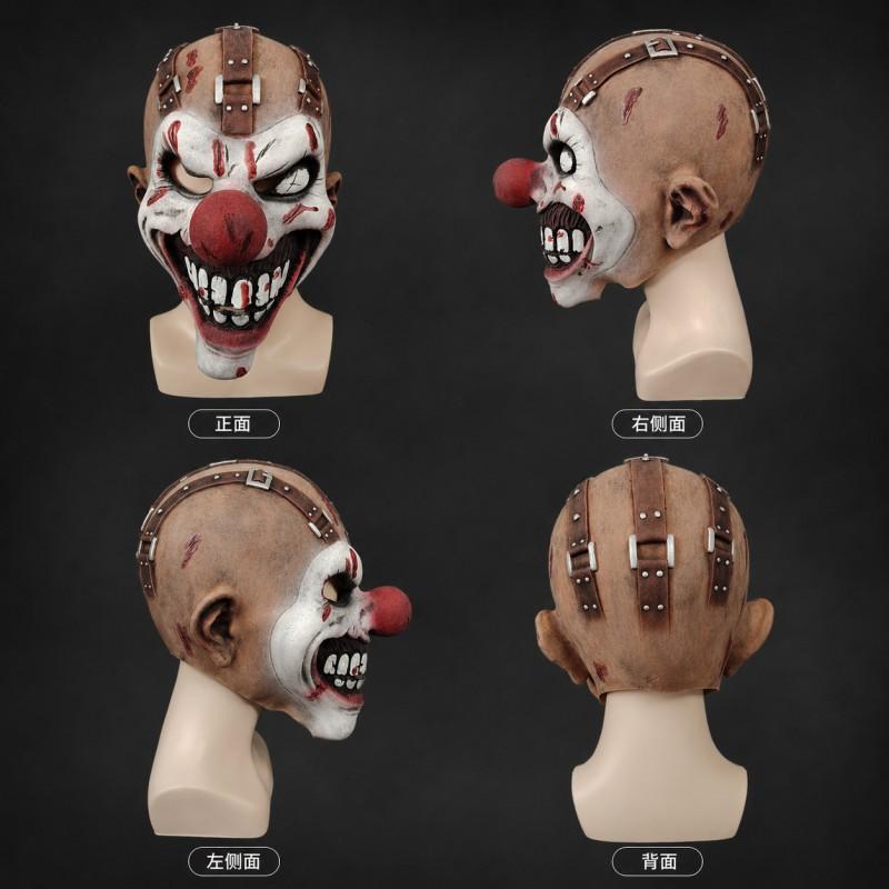 Halloween Red Nose Clown Horror Latex Mask Party NPC Escape Room Haunted House Cosplay