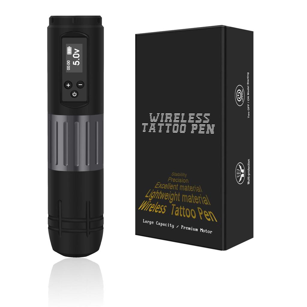 Комплект беспроводной тату-машинки для начинающих со светодиодным дисплеем и ручкой на батарейках